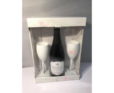 A PROSECCO MILLESIMATO BRUT IN A GIFT PACK WITH A PAIR OF FLUTES 