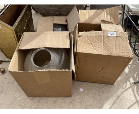 THREE RETRO ROUND GLASS LIGHT SHADES 
