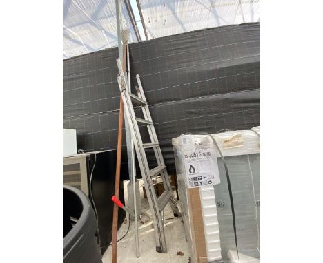 A FOUR RUNG ALUMINIUM STEP LADDER AND A LOPPER 