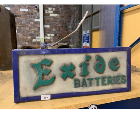 AN EXIDE BATTERIES ILLUMINATED LIGHT BOX SIGN 52CM X 20CM X 10CM 