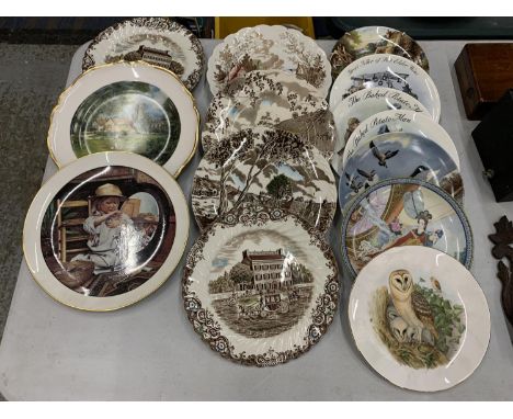 A COLLECTION OF CABINET PLATES TO INCLUDE IRONSTONE, WEDGWOOD, ETC, (14 IN TOTAL) 