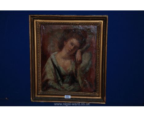 A 19th c. framed Oil painting, Portrait of a woman