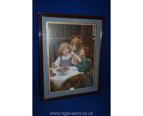A framed and mounted Victorian print 'Ladies First'.