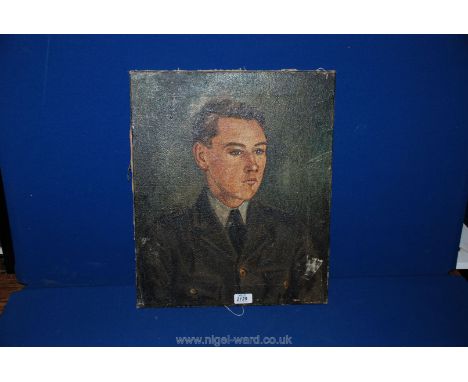 An Oil on canvas Portrait of a young RAF Officer, 48 x 40 cms.