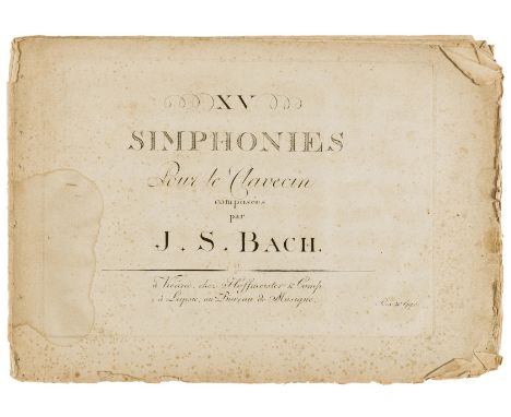 NO RESERVE Music.- Bach (Johann Sebastian) XV Simphonies pour le Clavecin, first edition, first issue with Vienna imprint, en