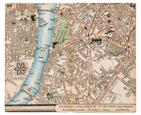 NO RESERVE London.- Cruchley's New Plan of London in Miniature..., letterpress title, 8pp. index and advertisement leaf, hand