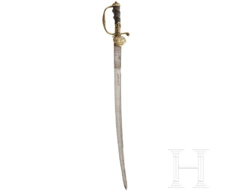 Jagdplaute, deutsch, um 1730  Scharfe, leicht geschwungene Rückenklinge (beschliffen) mit zweischneidiger Spitze (Altreparatu