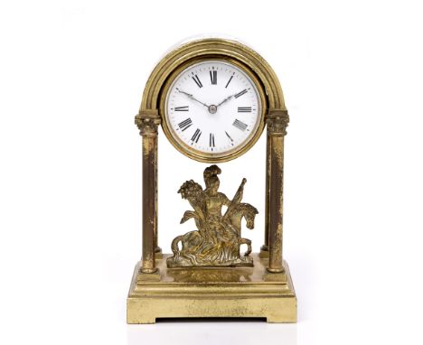 Brass portico clock 19cm tall