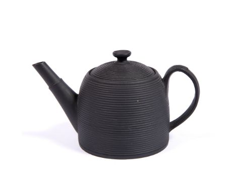 Black basalt teapot and cover circa 1775-80 of Bee Skip shape Provenance:  Henry Sandon