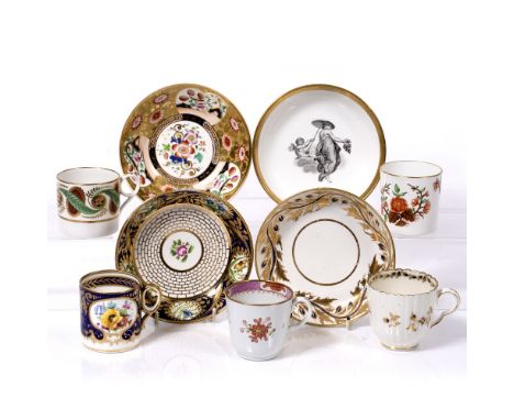 Group of English porcelain to include Caughley coffee cup, circa 1785, Spode coffee can, circa 1880, factory Z (Wolfe) coffee