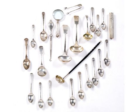 Collection of silver spoons, ladles, toddy ladle etc