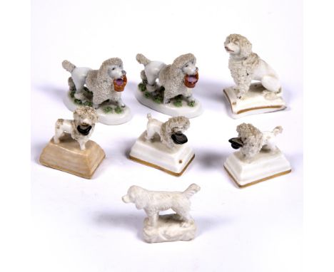 Collection of small ceramic poodles 19th century, 5cm across (7) Provenance:  Henry Sandon