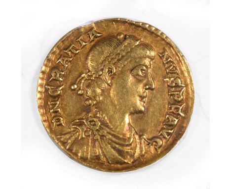 Roman Gold (AV) Solidus, Mediolanum Mint Gratian AD 367-383 (20.5mm, 4.47g) struck circa AD 380-382. DN GRATIA-NVS P F AVG, S