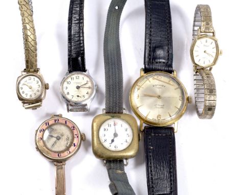 Small collection of various wristwatches including 2 ladies 9ct gold examples, together with several false pearl necklaces