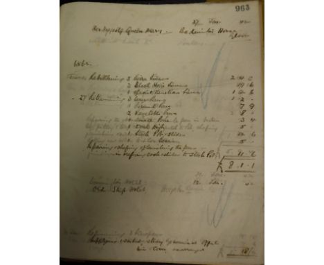 Three company accounts ledgers, hand-written from the 1920's for the repairing and supplying of kitchen effects to include cl