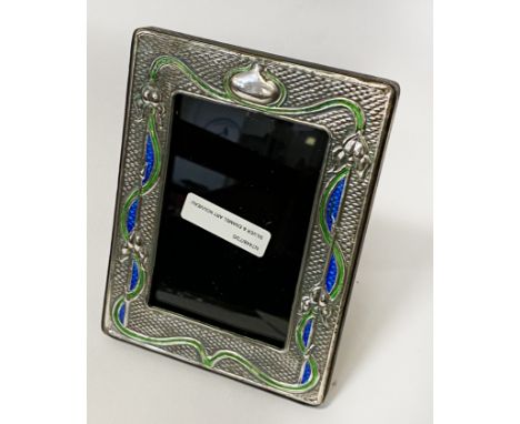 SILVER &amp; ENAMEL ART NOUVEAU STYLE PHOTO FRAME