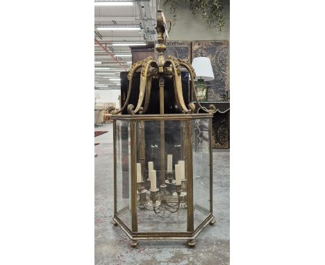ATTRIBUTED TO VAUGHAN HEXAGONAL HALL LANTERN, 117cm drop approx.