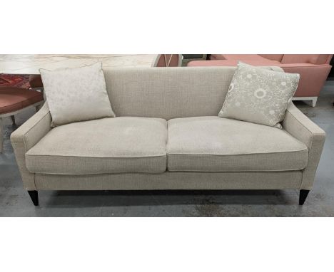 THE SOFA AND CHAIR COMPANY SOFA, fawn upholstery with two assorted cushions, 80cm H x 194cm W x 90cm D.