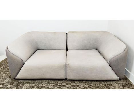 BONELI SOFA UNITS, pair of corner chairs, in Kirby Zen blue slate and glacier fabric, each section 72cm H x 100cm W.