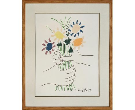 PABLO PICASSO, "Bouquet de la paix", lithograph, 61cm x 45cm, signed and dated, in the plate, framed.