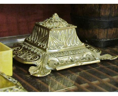 A 19th Century French ornate brass inkwell