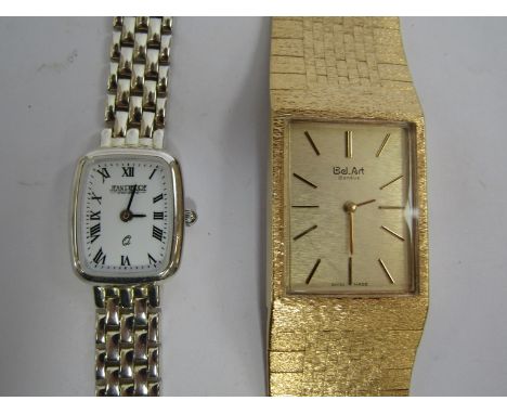 A Jean Pierre quartz lady's wristwatch and a Bel Art manual wind gold plated bracelet watch