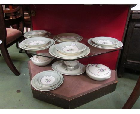 A Copeland Spode part dinner service for six place settings including tureens, eat plate, gravy boat, bowls and plates