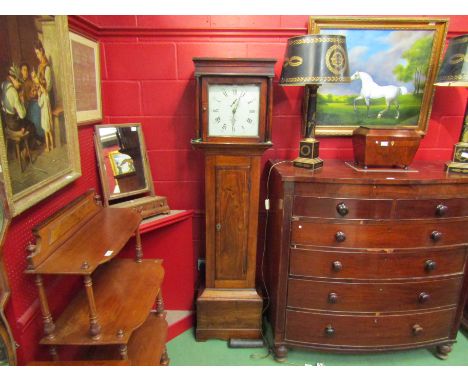 Nathaniel Adams, Stowmarket: a late 18th Century 30 hour longcase clock in walnut case, crackled paint to Roman dial, weight,