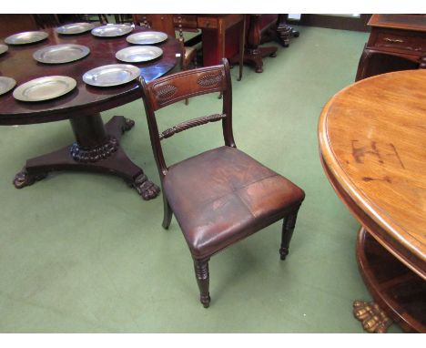 A George III mahogany rope twist bar back chair on ring turned tapering legs