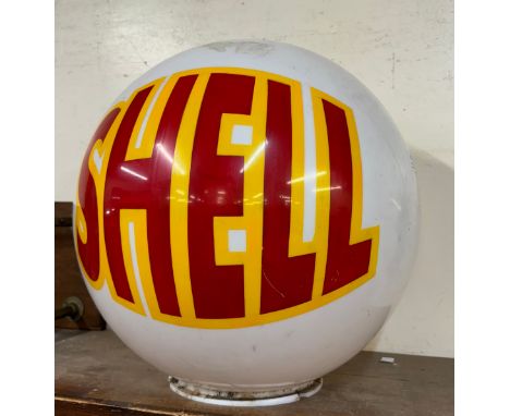 A white Perspex light globe, bearing Shell inscription
