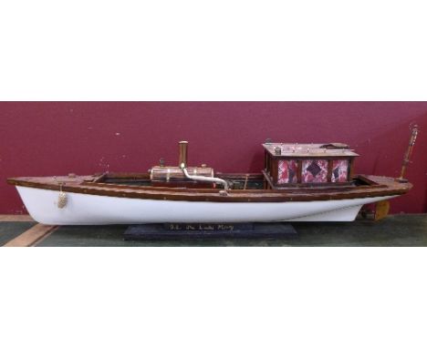 A model of a boat with live steam engine, partially complete, 103cm