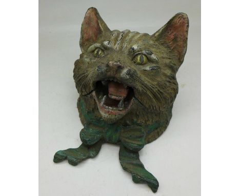 A cold painted inkwell in the form of a cat, marked Geschutzt