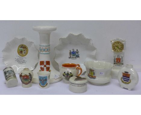 Eleven pieces of Goss and related china including two with silver rims