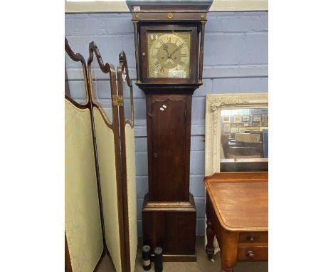 J.Kendall, Walsall - 18th Century long case clock with square brass and silvered dial to an eight day movement set in an oak 