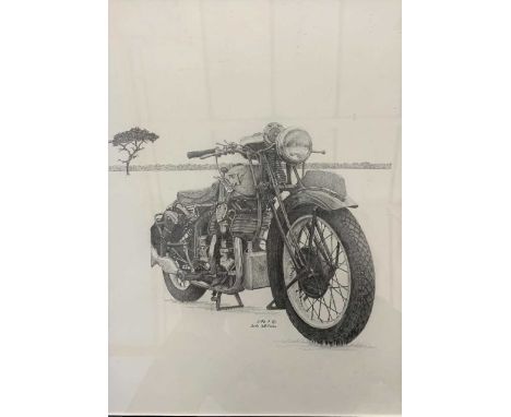 John A. Watson (British, b.1939), 'Matchless Silver Hawk', pencil on paper, signed and dated 2016, 10.5x14ins, framed and gla