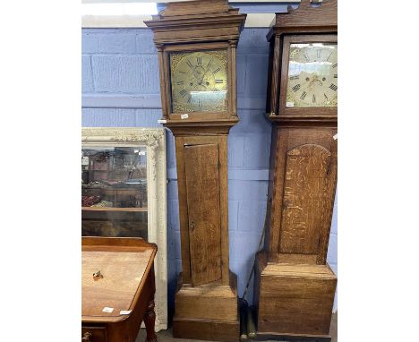 Richard Hackett, Harringworth - 18th Century long case clock with brass dial with subsidiary seconds dial and date aperture t