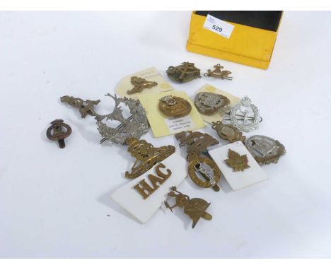 Quantity of army badges including RANC, Canada Maple Leaf, Royal Berkshire etc