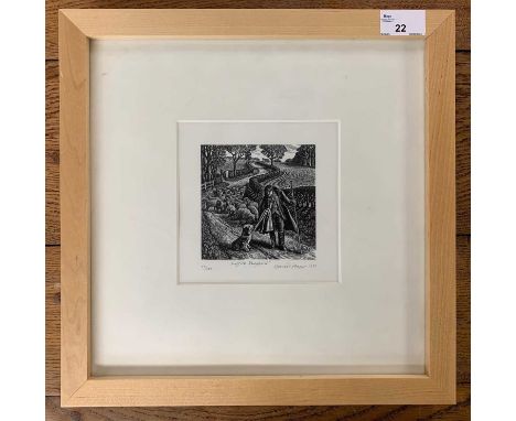 Howard Phipps RWA SWE (British, b.1954), 'Suffolk Shepherd' limited edition woodcut lithograph, numbered 55/150, signed and d