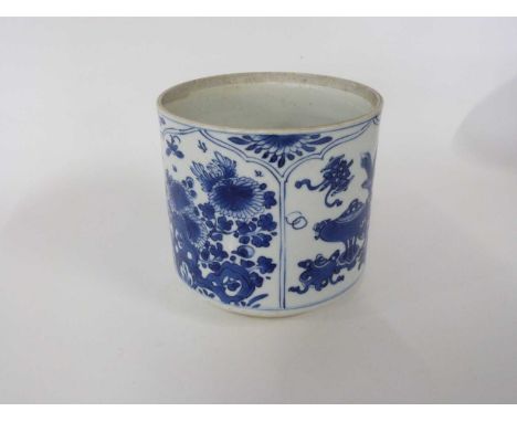 Chinese porcelain pot with blue and white panels of precious objects and flowers in Kangxi styleGood condition