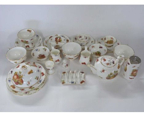 Part tea set and other items by Hammersley retailed by Thomas Goode &amp; Co,all decorated with a printed fruit design, compr