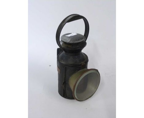 Vintage railway lamp with copper plaque marked 231 Guestwick
