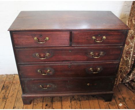 A George III mahogany chest of two short and three long graduated drawers on bracket ogee feet, 99cm H x 109cm W x 55cm D