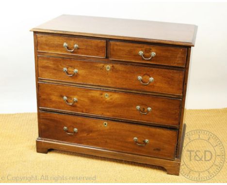 A 19th century and later mahogany chest, with two short and three long drawers on bracket feet 85cm H x 97cm W x 53cm D