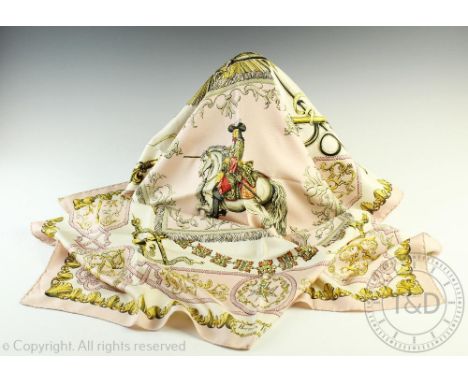 A Hermes Paris Ludovicus Magnus pattern scarf designed by Françoise De La Perriere, 86cm wide   CONDITION REPORT:  Staining v