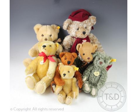 A large collection of assorted teddy bears, to include; Harrods 1996, 1999 bears and an 1849-1999 bear along with other Harro