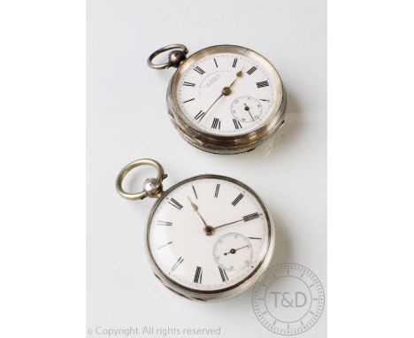 A silver cased open face pocket watch 'The Express English Lever, J.G.Graves, Sheffield', Chester 1899, white enamel dial wit