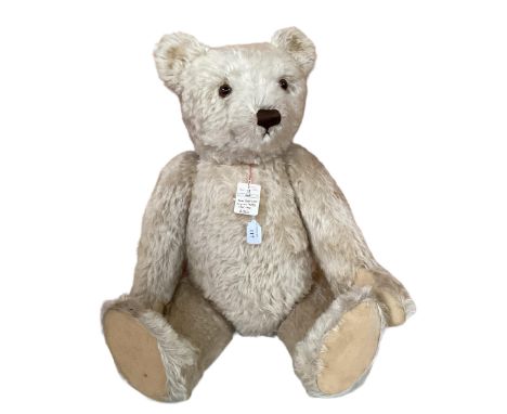 Rare, Steiff White, Original Teddy, 75cm, circa 1955-64, with button, Growler, hump on back; condition reflective of age, no 