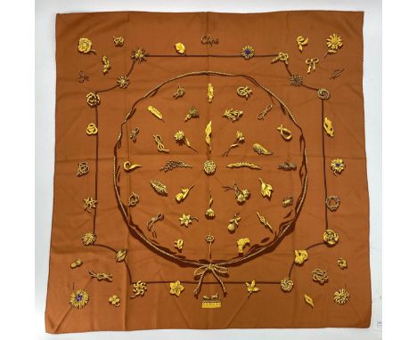HERMES scarf, Clips, condition - a few faint stains/marks - see photos. 
