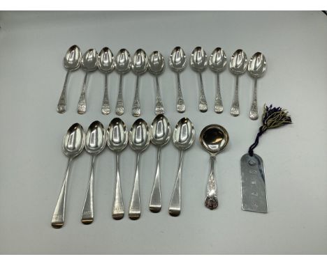 A collection of Sterling silver items,  to include set of  six teaspoons, and 11 chased sterling silver teaspoons; together w