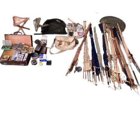 A quantity of fishing equipment , country house clearance, and all in used condition and sold as seen; to include a Hardy fis